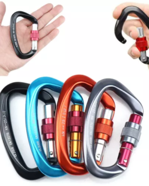 25KN Carabiner Clip Hook Heavy Duty Aluminum D-Shape Screw Lock Rock Climbing