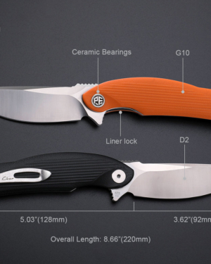 Petrified Fish PF878 Wing ,3.62" D2 Satin Blade,5.01 oz G10 Handle Flipper Liner lock Folding knife