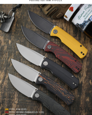 Petrified Fish PFP01X Beluga ,2.99" 14C28N Blade,95.6g G10/Carbon Fiber Handle Front Flipper Liner lock Folding knife