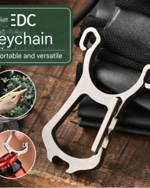 Pioneer EDC titanium alloy keychain outdoor multifunctional titanium metal waist hanging titanium alloy keychain outdoor multifunctional titanium metal waist hanging edc pendant bullet Bow Keychain with 2 stainless steel ring