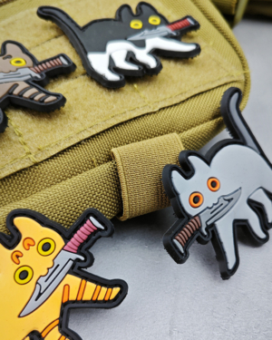 CUTE CAT WITH DAGGER 3D PVC VELLCRO PATCH BADGE