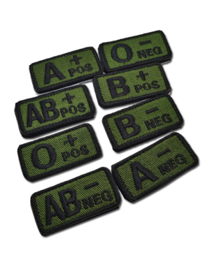 Fully embroidered military green blood type patch military fan tactical identification patch embroidered Velcro double-sided personalized accessories cloth patch