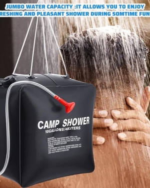 10 Gallons/ 40L Solar Camping Showers with Hot Water Portable Camping Shower Bag with Removable Hose Shower