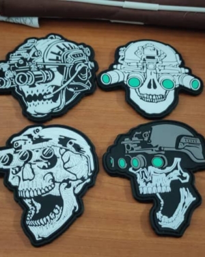 3D PVC Velcro Patch Badge Skull with night vision
